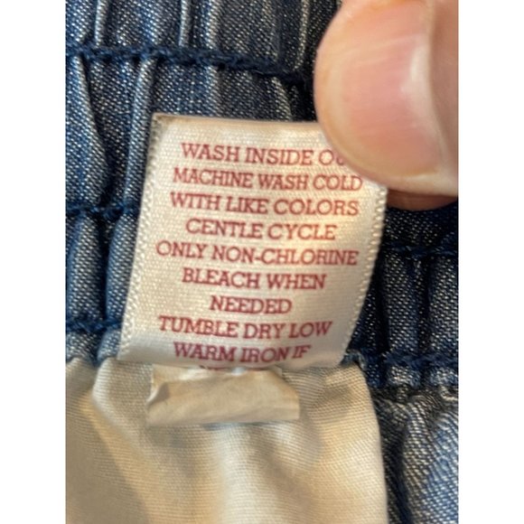 SO Womens Chambray Denim Shorts Mid Rise Classic Drawstring Waist Blue Size M - Picture 9 of 9